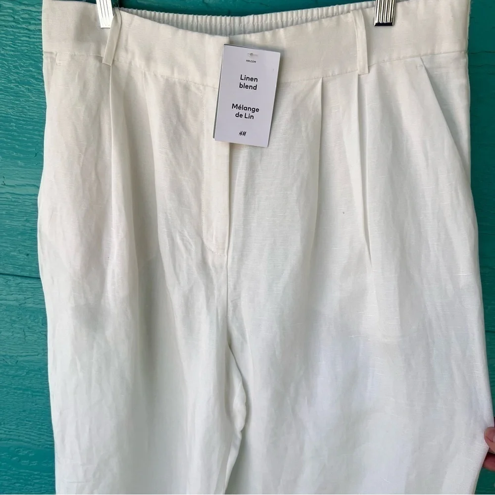 LINEN WHITE BAGGY NEUTRAL TROUSERS SIZE 12 NWT
